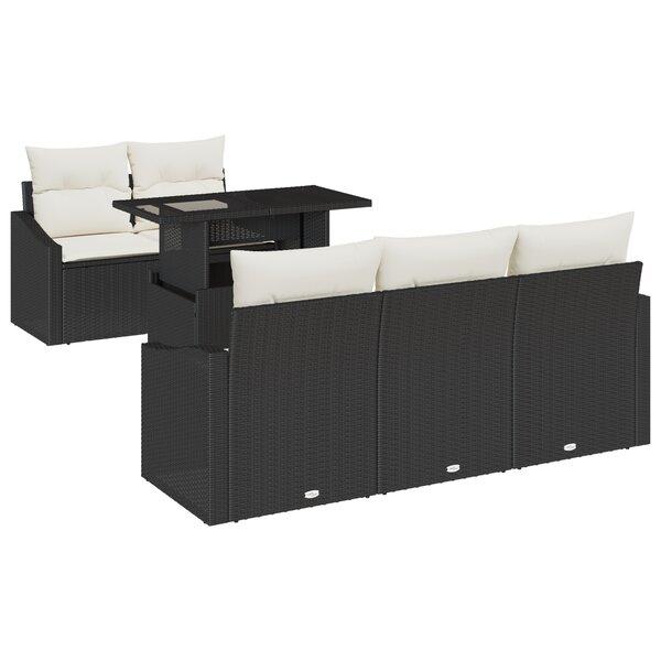 vidaXL Ensemble de canapé de jardin de 6 pièces avec coussins en rattan synthétique noir