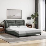 vidaXL Cadre de lit avec LED sans matelas gris foncé 160x200 cm tissu