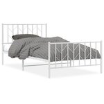 vidaXL Cadre de lit métal sans matelas et pied de lit blanc 107x203 cm
