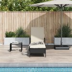 vidaXL Chaise Longue Noir et crème PE Rattan 157 x 55 x 92 cm