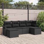 vidaXL Ensemble de canapé de jardin 6 Pièces Noir Poly rotin
