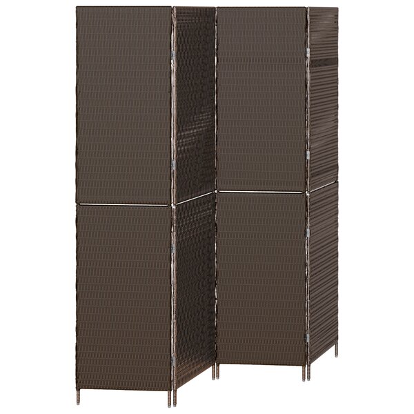 Paravent vidaXL 4 Panneaux Pliable Marron 195x180 cm Rattan Synthétique
