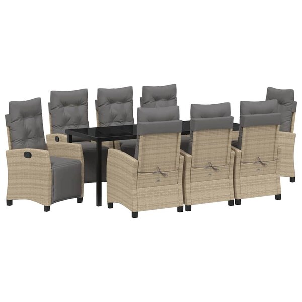 vidaXL Ensemble de salle à manger pour jardin 9 Pièces Beige polyrotin