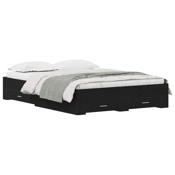 vidaXL Cadre de lit Chêne noir 140 x 190 cm Bois d'ingénierie