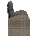 vidaXL Canapé de jardin 2 places gris en rotin synthétique avec rangement et coussins.