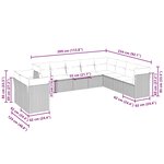 vidaXL Salon de jardin avec coussins 10 Pièces gris clair résine tressée