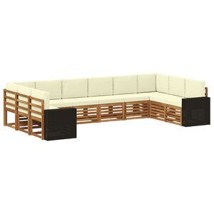 vidaXL Ensemble de canapés d'extérieur 10 pc Naturel et Crème