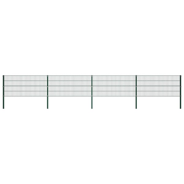 vidaXL Panneau de clôture avec poteaux Fer 6 8 x 0 8 m Vert