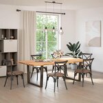 vidaXL Table à manger avec bord naturel 240x120x74cm bois massif chêne