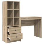 vidaXL Bureau avec tiroir avec étagère 2 Pièces Chêne Sonoma