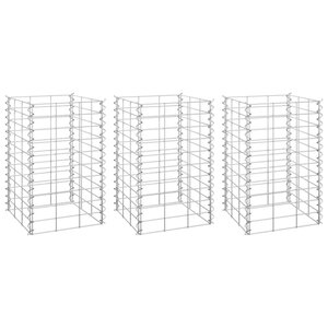 vidaXL Lits surélevés en gabion 3 Pièces 30x30x50 cm Fer