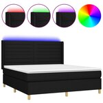vidaXL Sommier à lattes de lit matelas et LED Noir 180x200 cm Tissu