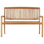 vidaXL Banc de jardin empilable et coussin 128 5cm Bois de teck massif