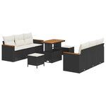 Ensemble de canapé jardin 9 pièces vidaXL avec coussins noir en poly rattan