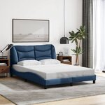 vidaXL Cadre de lit avec LED sans matelas bleu 140x190 cm tissu