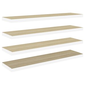 vidaXL Étagères flottantes 4 Pièces chêne et blanc 120x23 5x3 8 cm MDF