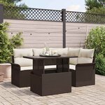 vidaXL Ensemble de canapé de jardin 5 Pièces Marron Poly rotin