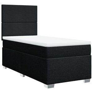 vidaXL Sommier à lattes de lit avec matelas Noir 90x190 cm Tissu