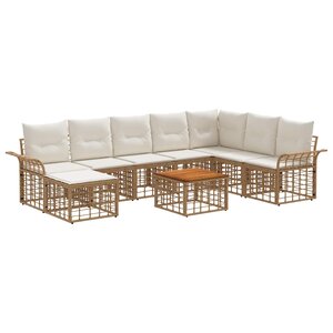 vidaXL Ensemble de canapés d'extérieur 9 Pièces Blanc Naturel et Crème