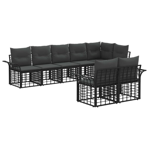 vidaXL Ensemble de canapés d'extérieur 8 Pièces Noir et Gris foncé
