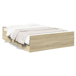 vidaXL Cadre de lit avec tiroirs sans matelas chêne sonoma 120x200 cm