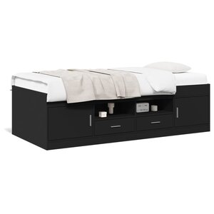 vidaXL Lit de jour avec tiroirs sans matelas noir 90x190 cm