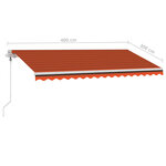 vidaXL Auvent automatique capteur de vent/LED 400x300 cm Orange/marron