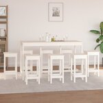 vidaXL Ensemble de bar 9 Pièces Blanc Bois de pin massif