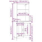 vidaXL Buffet haut Blanc 69 5x34x180 cm Bois d'ingénierie