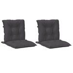 vidaXL Coussins de chaise à dossier bas lot de 2 anthracite mélangé