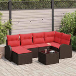 vidaXL Ensemble de canapé de jardin 7 Pièces Marron Poly Rattan