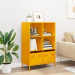 vidaXL Buffet haut jaune moutarde 68x39x103 5 cm acier