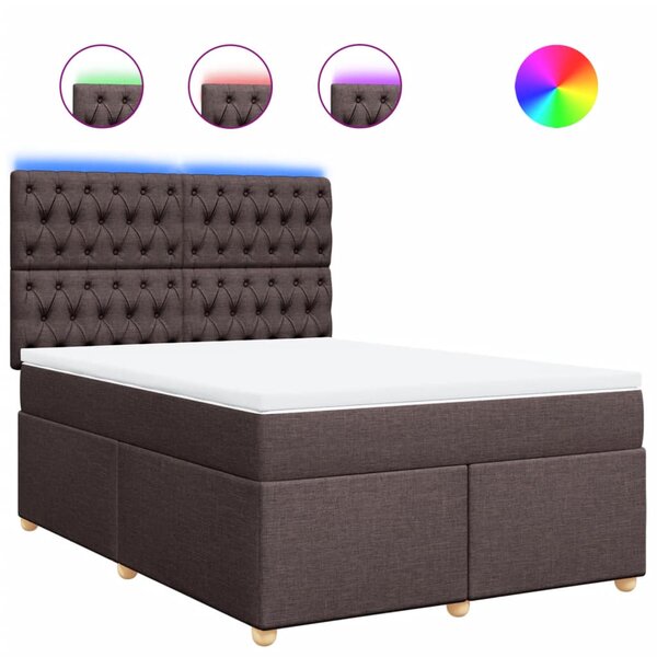 vidaXL Sommier à lattes de lit avec matelas Marron foncé 140x200 cm