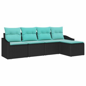vidaXL Ensemble de Canapés avec coussin 5 Pièces Noir polyrotin