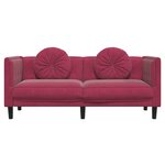 vidaXL Canapé avec coussins 2 places rouge bordeaux velours