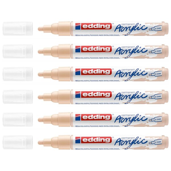 Marqueur Acrylique 5100 Beige chaud Pointe Moyenne 2-3 mm x 6 EDDING