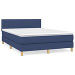 vidaXL Sommier à lattes de lit avec matelas Bleu 140x200 cm Tissu