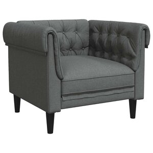 vidaXL Fauteuil Chesterfield Gris foncé 78.5 x 74.5 x 74.5 cm tissu