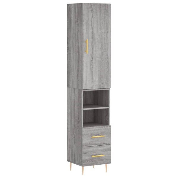 vidaXL Buffet haut Sonoma gris 34 5x34x180 cm Bois d'ingénierie