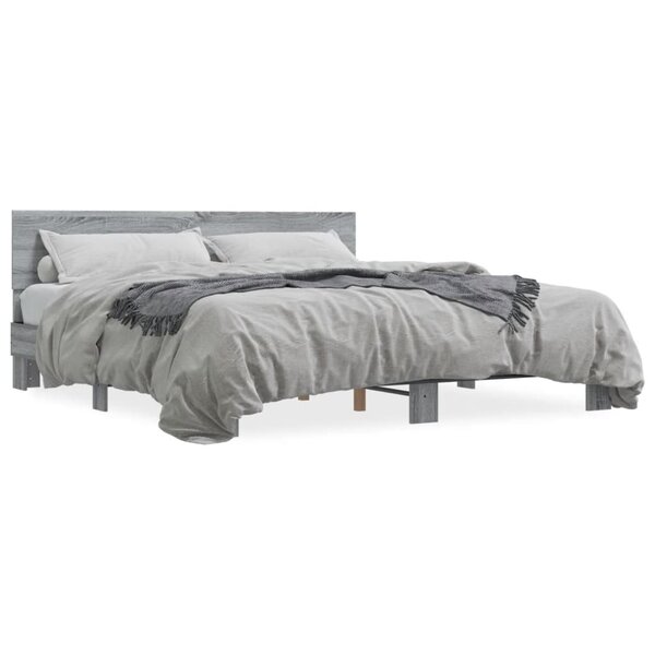 vidaXL Cadre de lit sans matelas sonoma gris 200x200 cm