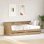 vidaXL Cadre de lit de jour avec tiroirs chêne artisanal 75 x 190 cm