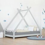 Lit tipi enfant TAHUKA 90 x 190 gris clair