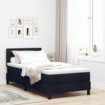 vidaXL Lit à ressort avec matelas et LED Noir 90x200 cm Tissu