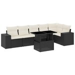 vidaXL Salon de jardin 7 Pièces avec coussins noir résine tressée