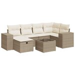 vidaXL Salon de jardin avec coussins 7 Pièces beige résine tressée
