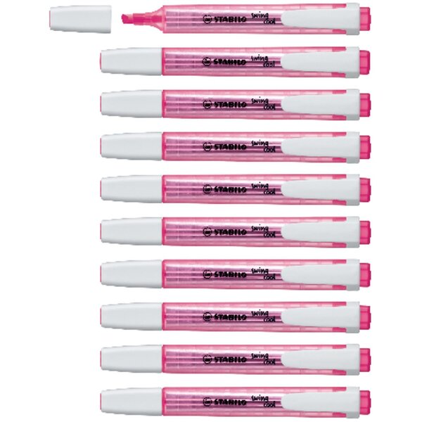 Surligneur de poche SWING COOL Pointe Biseautée 1 - 4 mm Rose x 10 STABILO