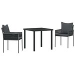 vidaXL Ensemble de salle à manger pour jardin 3 Pièces Noir et gris