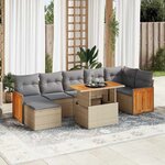 vidaXL Salon de jardin avec coussins 8 Pièces beige résine tressée acacia