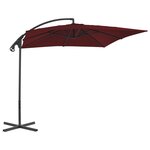 vidaXL Parasol de jardin en porte-à-faux mât en acier rouge bordeaux