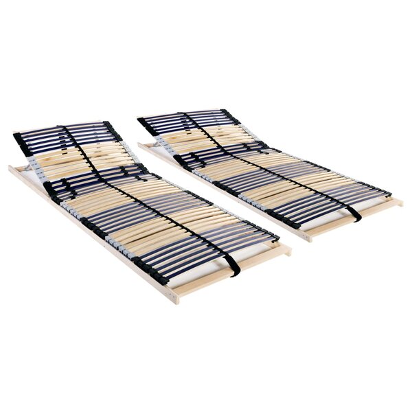 vidaXL Sommiers à lattes sans matelas 2 Pièces avec 42 lattes 90x200 cm